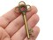 4 63mm Antique Bronze Three Loop Key Charms Metal Skeleton Keys